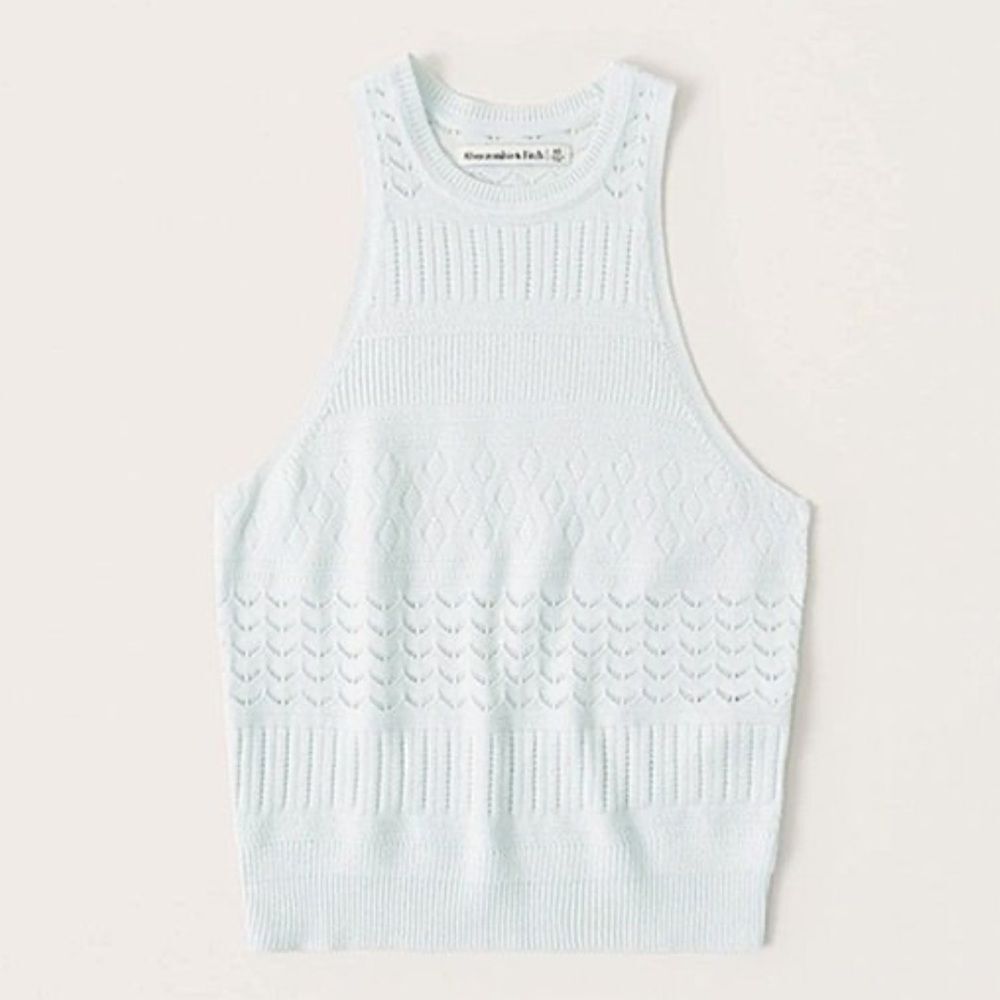 Abercrombie & Fitch Light Blue Knit Sweater Pointelle Tank Top